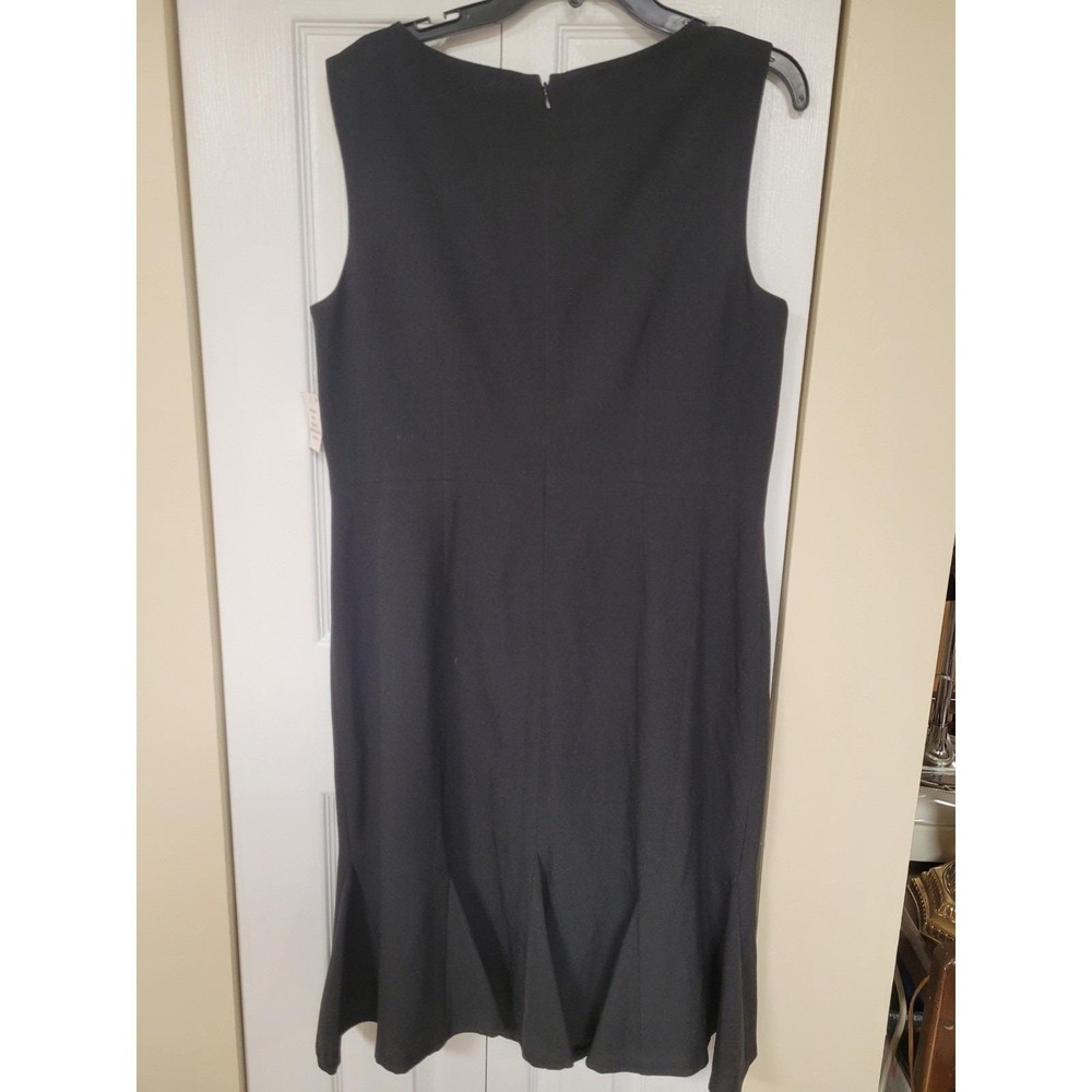 Kasper Black Sleeveless Sheath Dress Women's Career Office Flared‎ Hem Size 14 - Picture 5 of 9